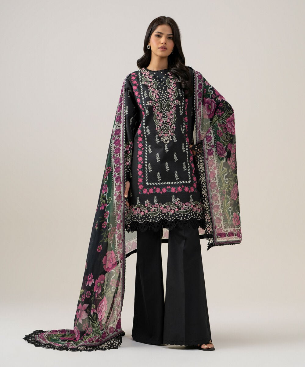 3 Piece - Embroidered Lawn Suit — Sapphire