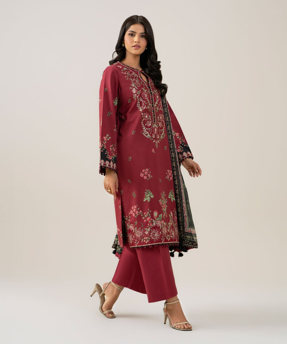 3 Piece - Embroidered Dobby Suit โ Sapphire view 3