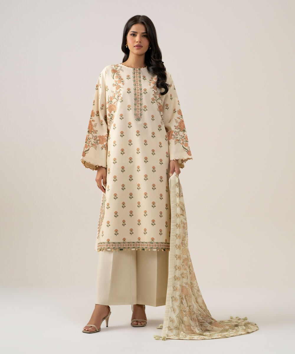 3 Piece - Embroidered Dobby Suit — Sapphire