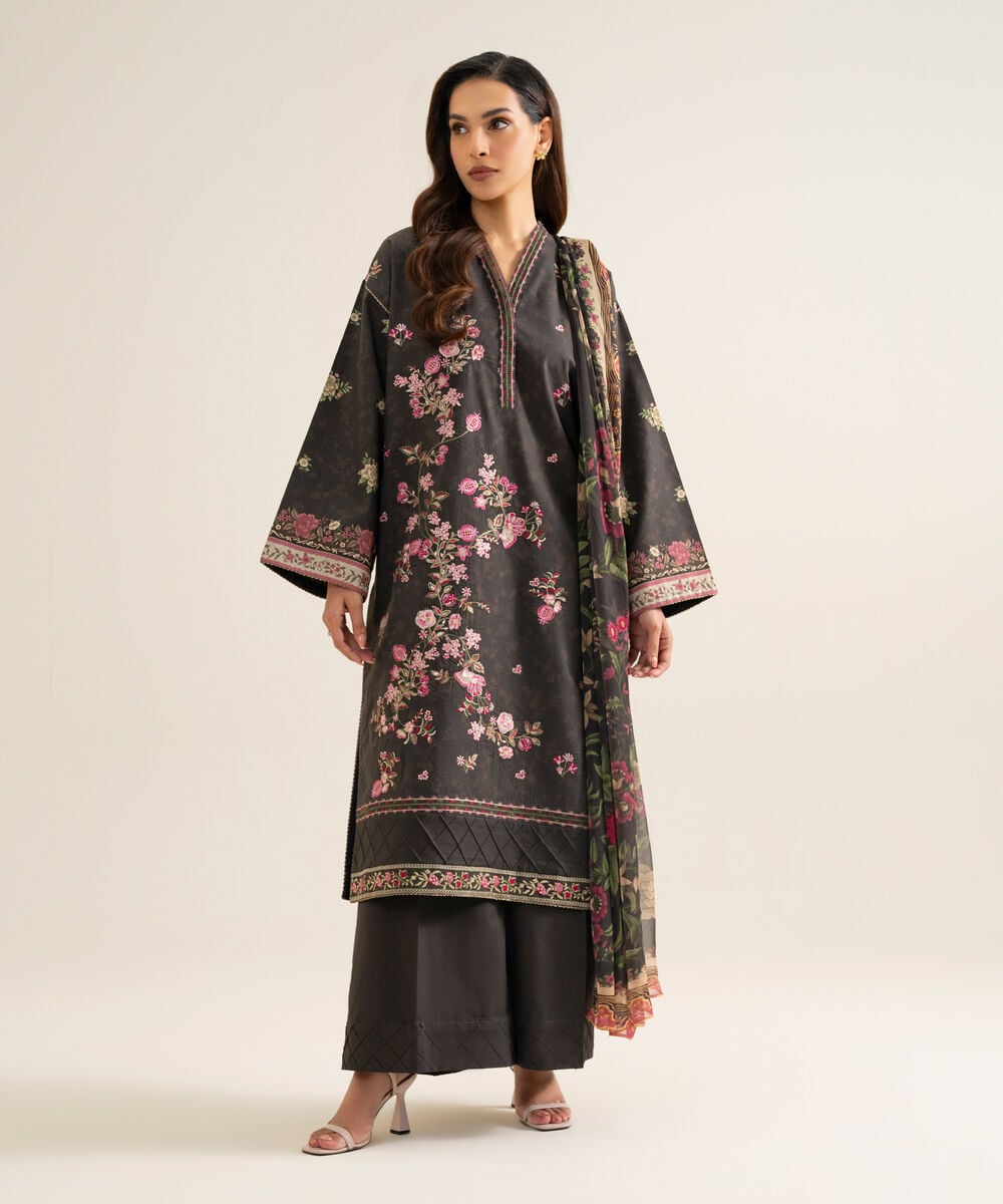 3 Piece - Embroidered Cotton Suit โ Sapphire view 3