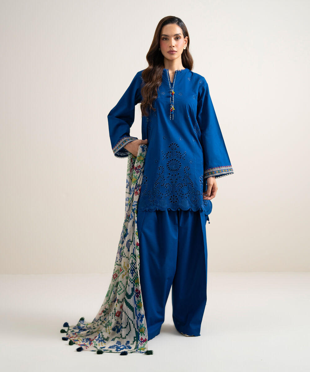 3 Piece - Embroidered Lawn Suit โ Sapphire view 3