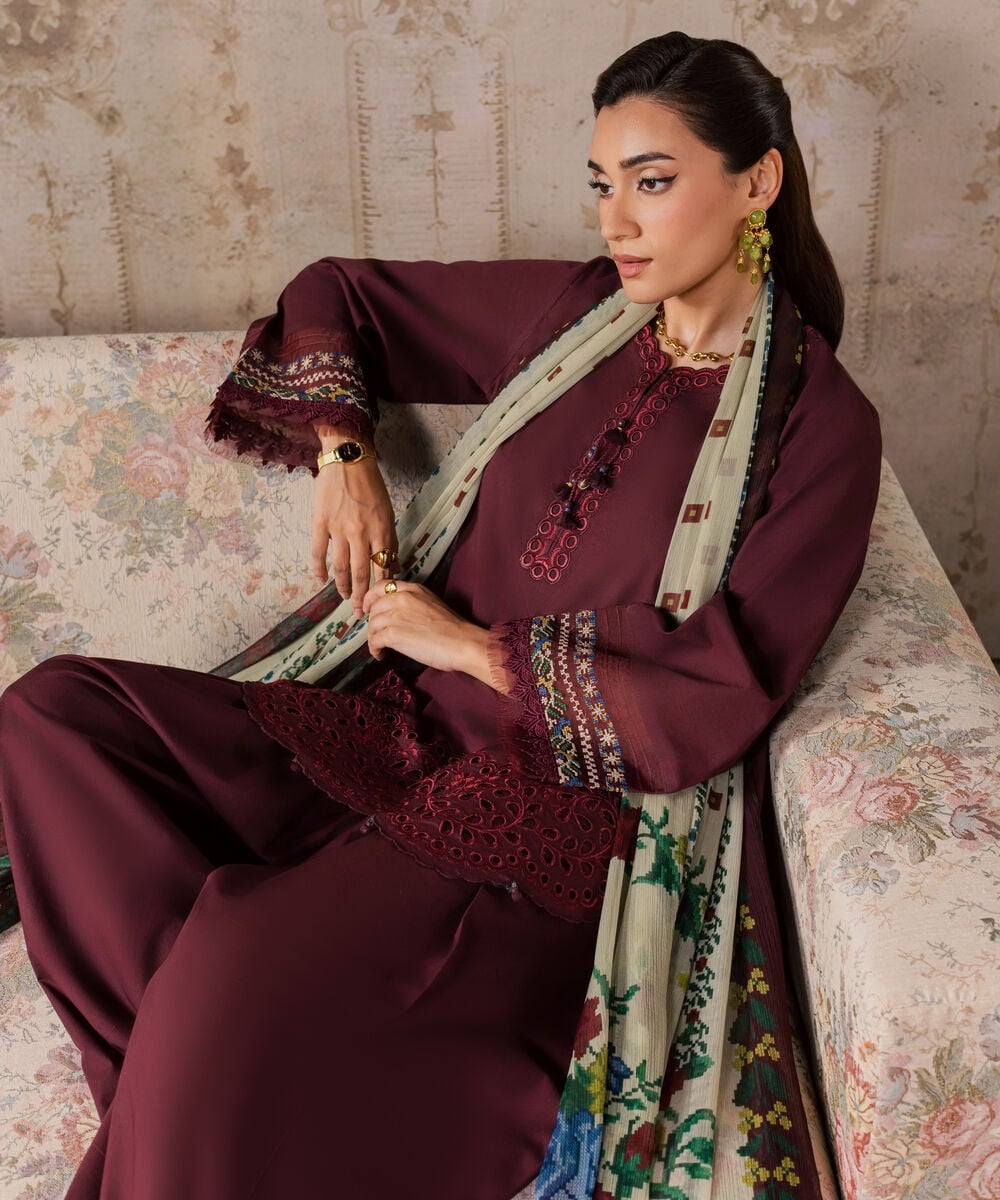 3 Piece - Embroidered Lawn Suit — Sapphire
