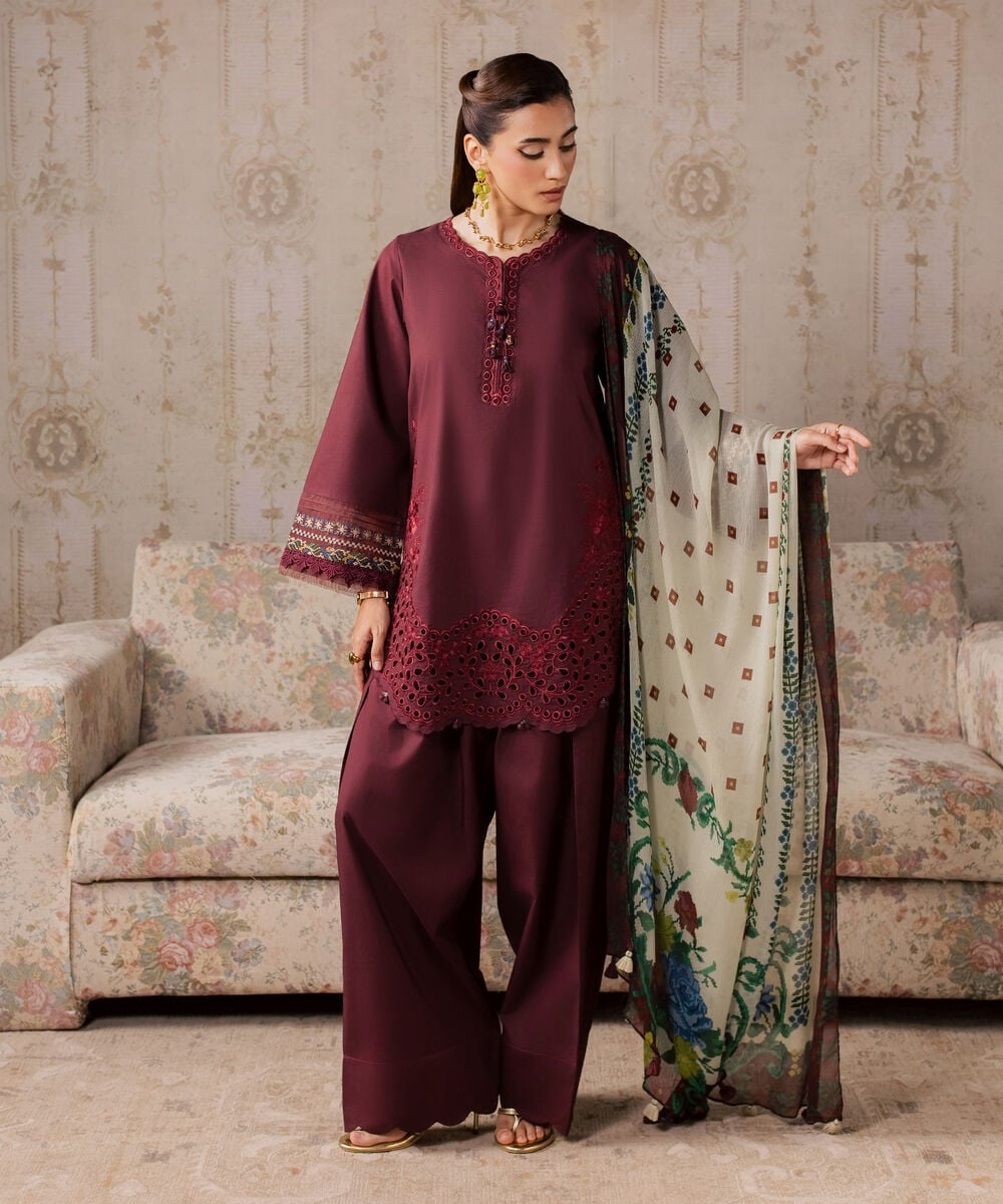 3 Piece - Embroidered Lawn Suit — Sapphire view 3