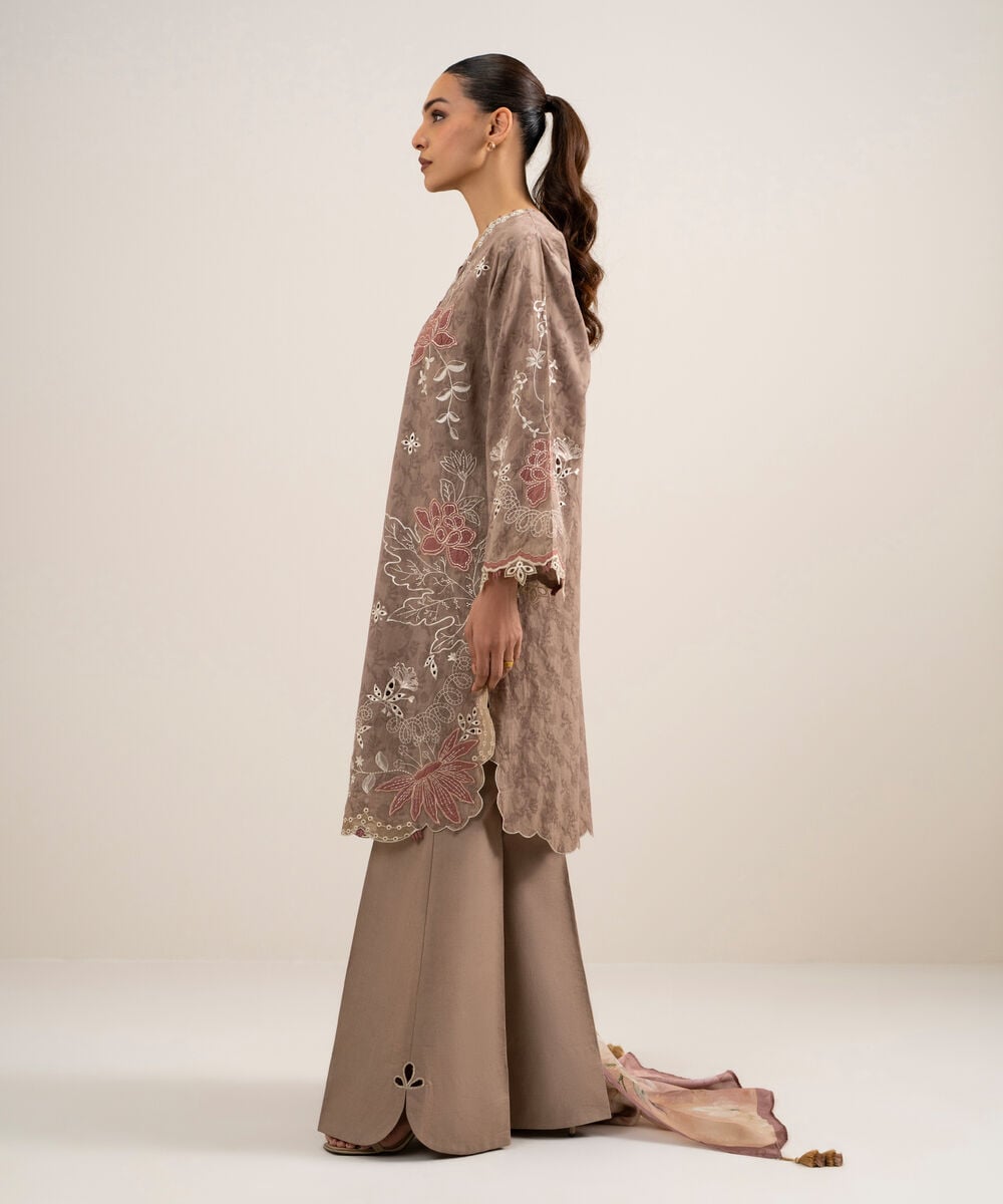 3 Piece - Embroidered Jacquard Suit โ Sapphire view 3