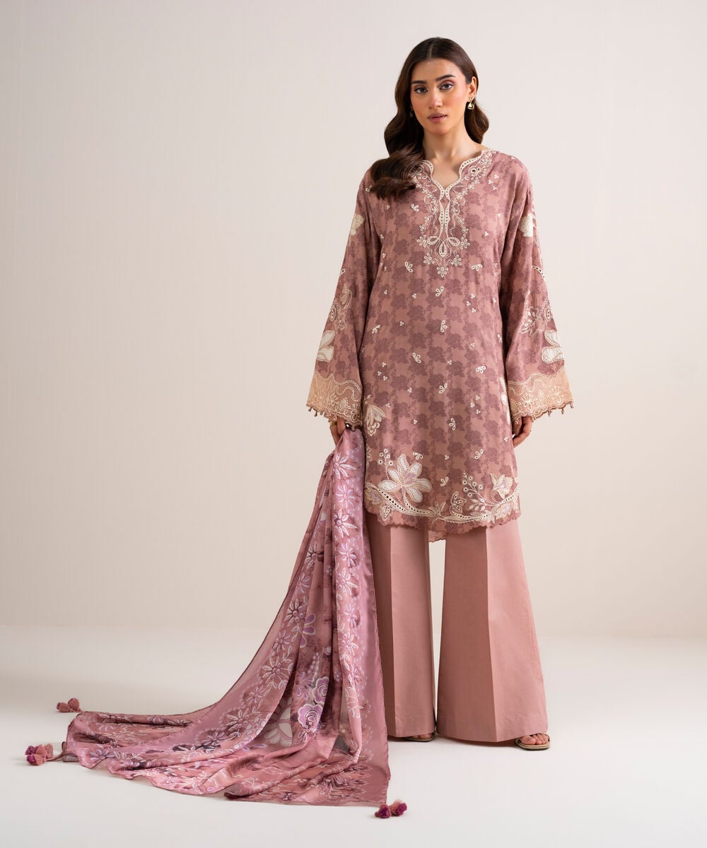 3 Piece - Embroidered Jacquard Suit — Sapphire