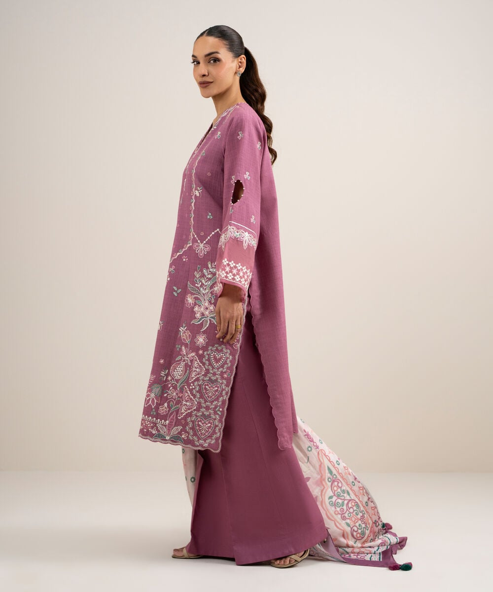 3 Piece - Embroidered Dobby Suit — Sapphire view 3