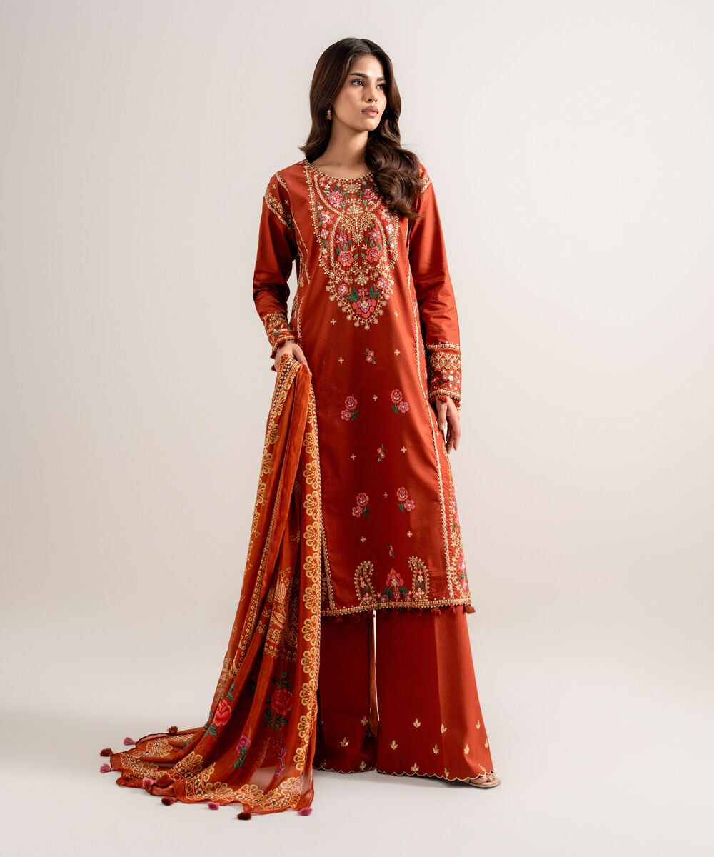 3 Piece - Embroidered Cotton Viscose Suit — Sapphire