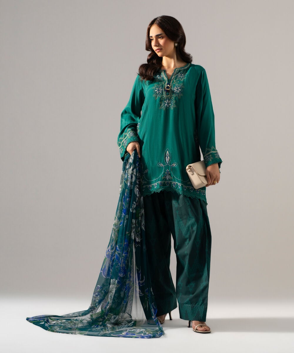 Printed Net Dupatta — Sapphire