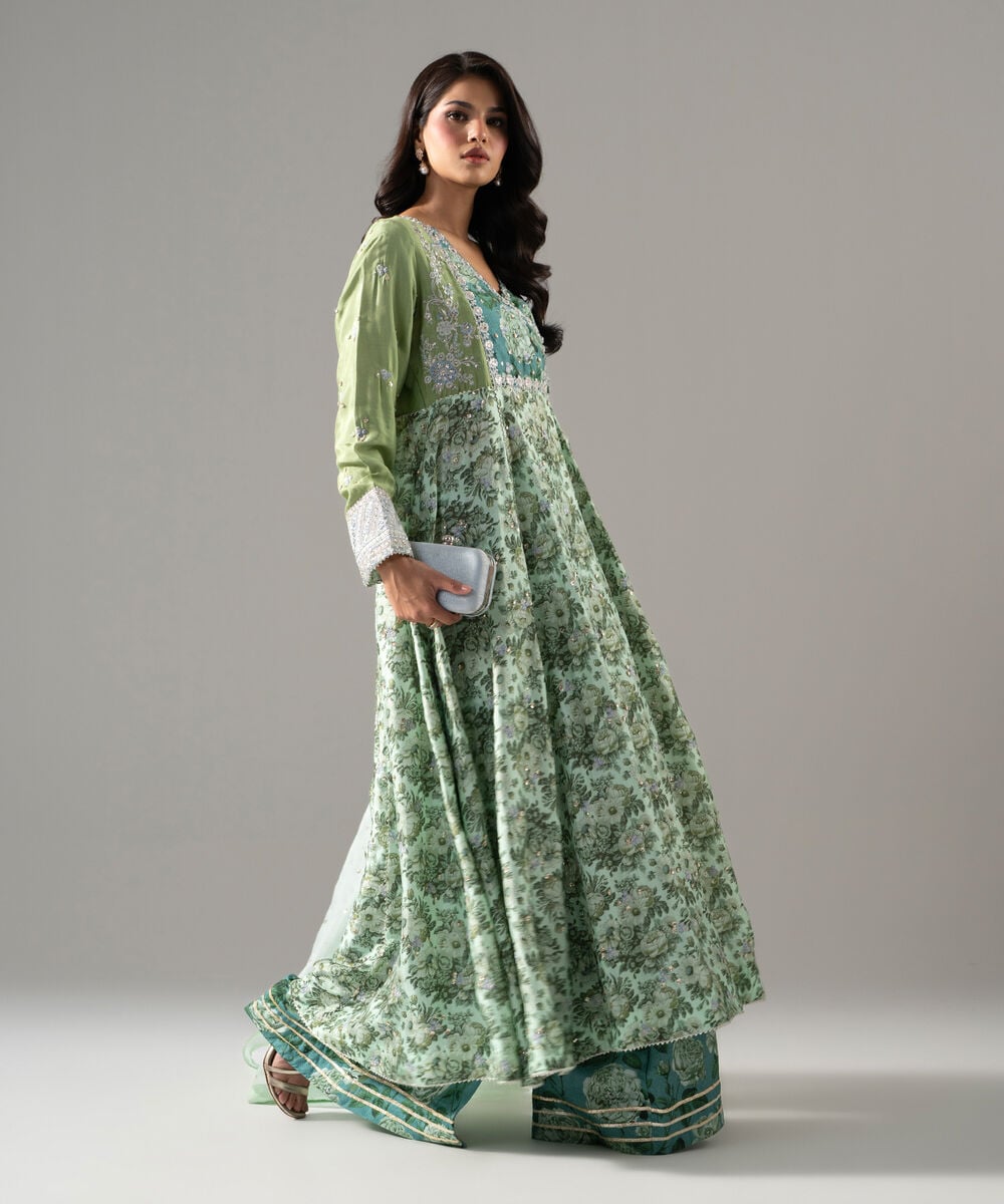 3 Piece - Embroidered Raw Silk Suit โ Sapphire view 3