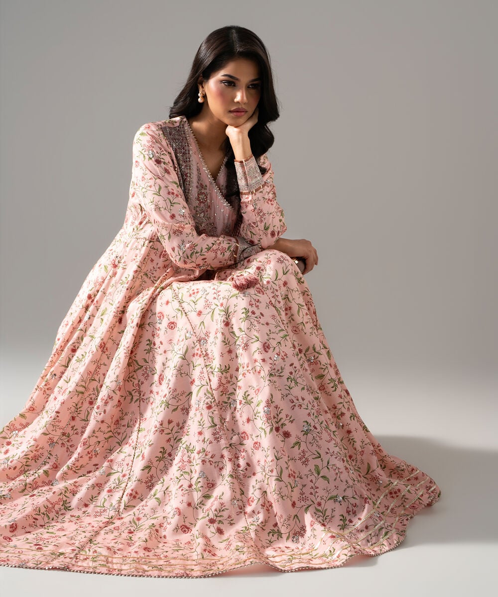 Embroidered Raw Silk Peshwas — Sapphire