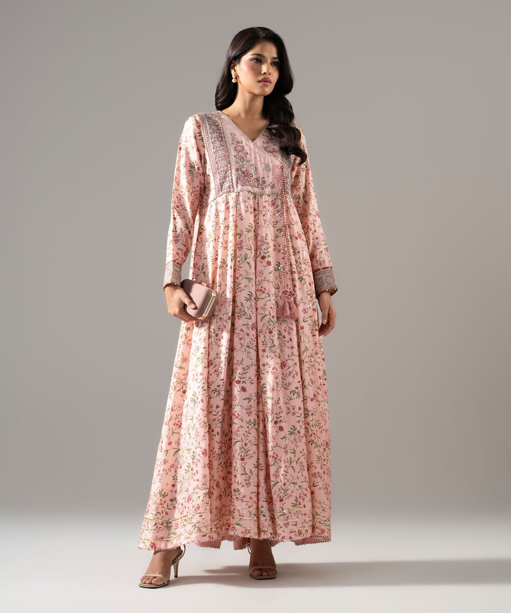 Embroidered Raw Silk Peshwas โ Sapphire view 3