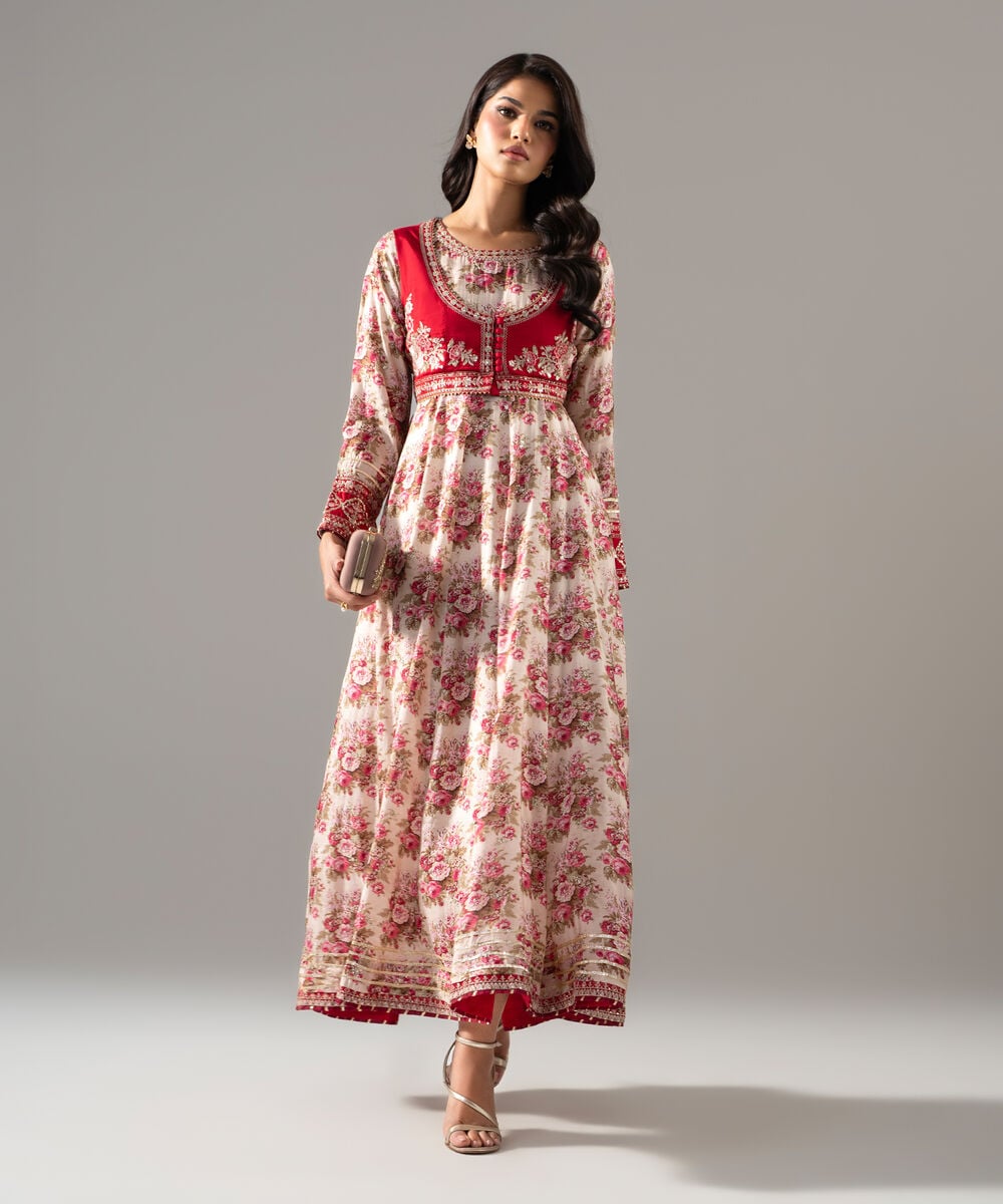 Embroidered Raw Silk Peshwas โ Sapphire view 3