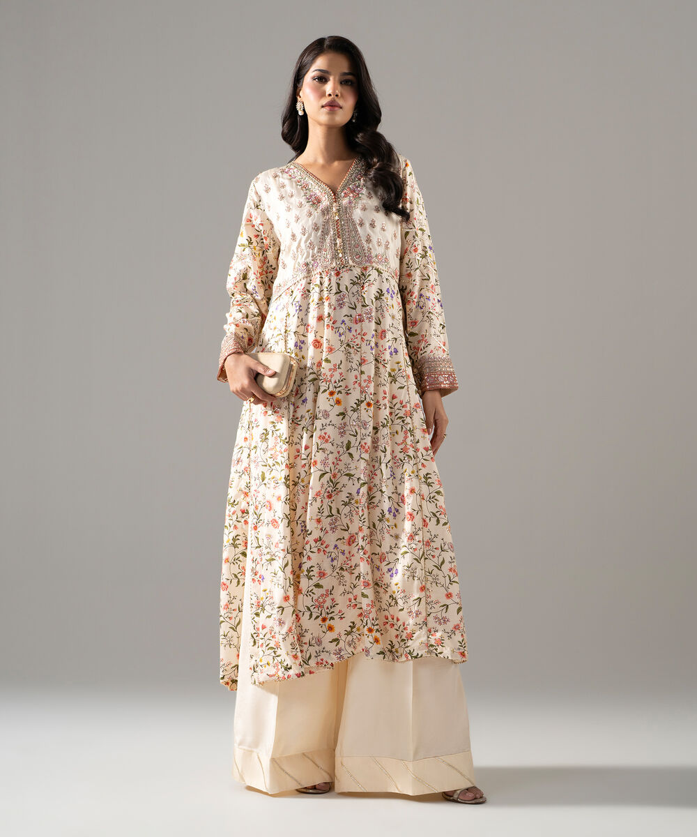 2 Piece - Embroidered Raw Silk Suit โ Sapphire view 3