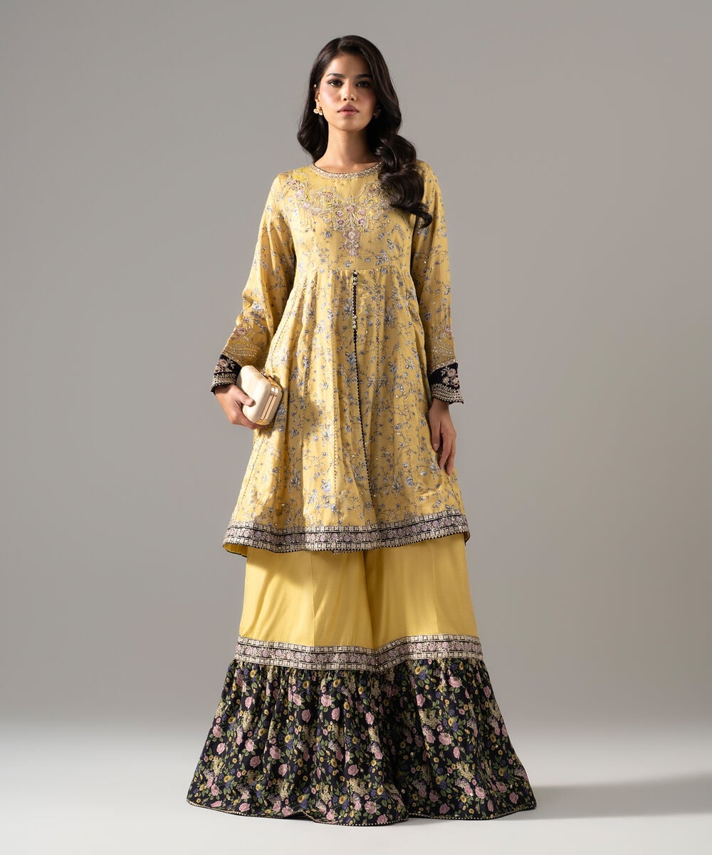 2 Piece - Embroidered Raw Silk Suit โ Sapphire view 3
