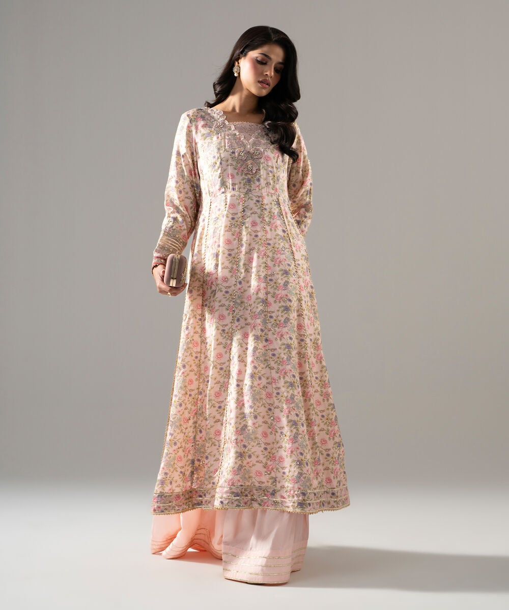 2 Piece - Embroidered Raw Silk Suit — Sapphire