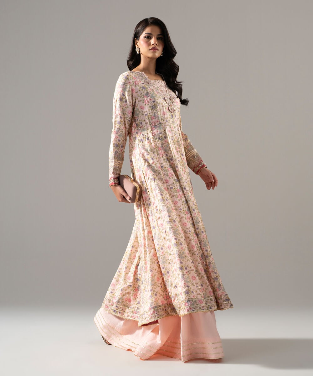 2 Piece - Embroidered Raw Silk Suit โ Sapphire view 3