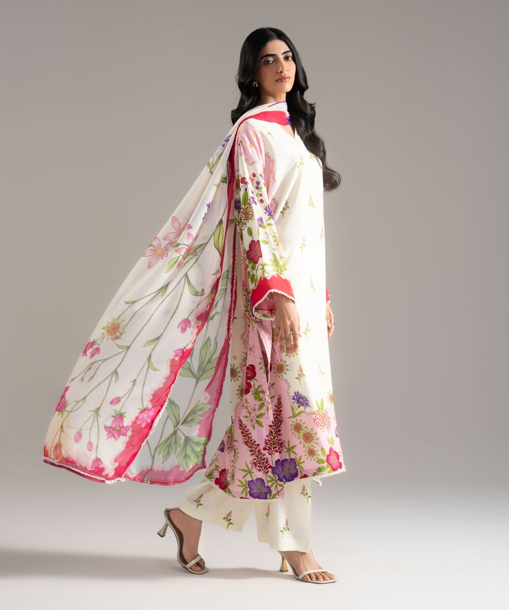 3 Piece - Printed Raw Silk Suit — Sapphire view 3