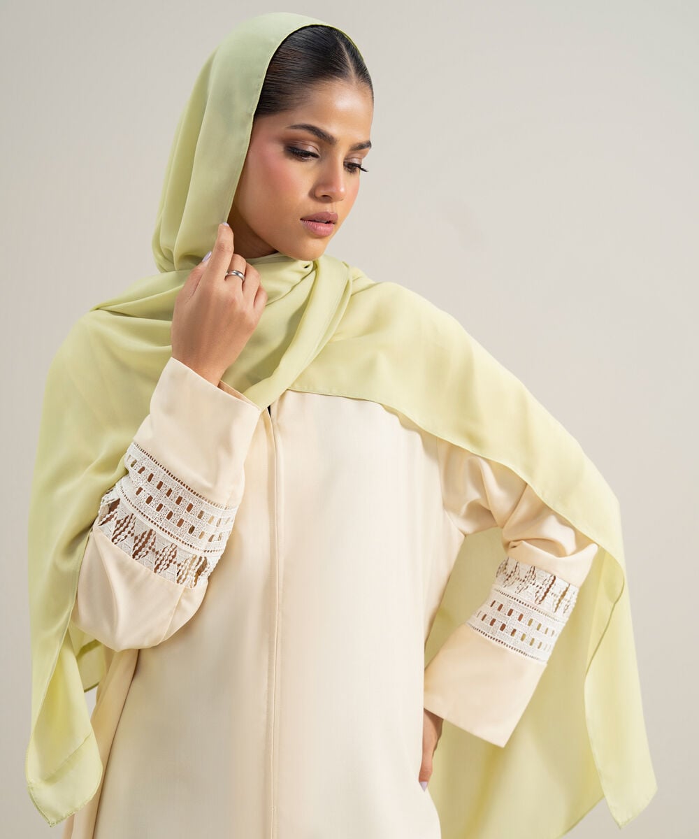 Lace Trim Abaya โ Sapphire view 3