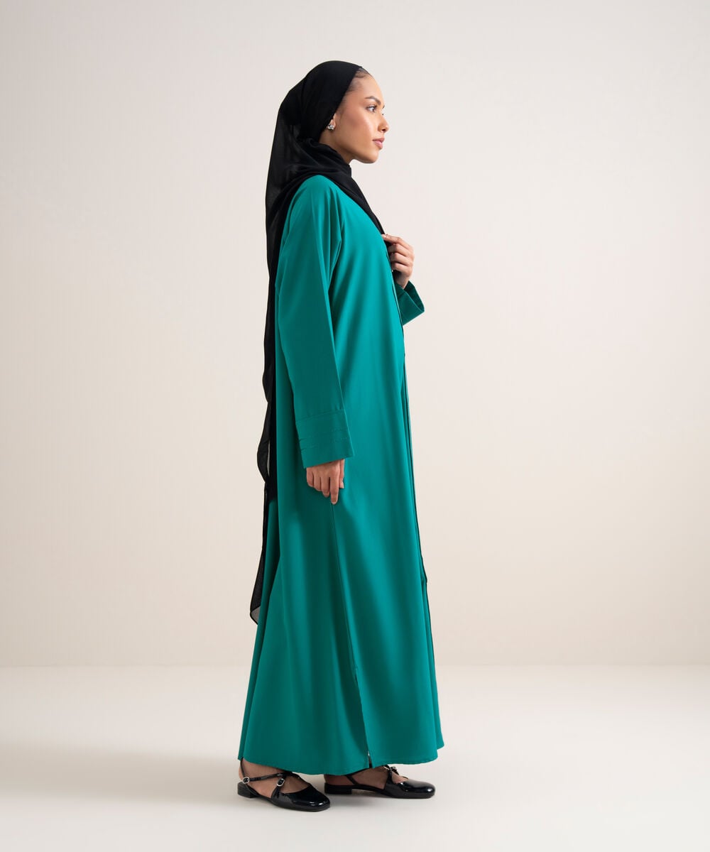 Button Through Raglan Abaya — Sapphire view 3