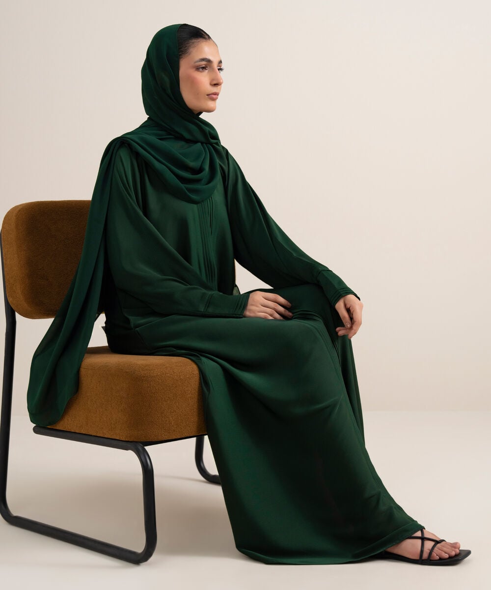 Pleated Kimono Abaya Set — Sapphire