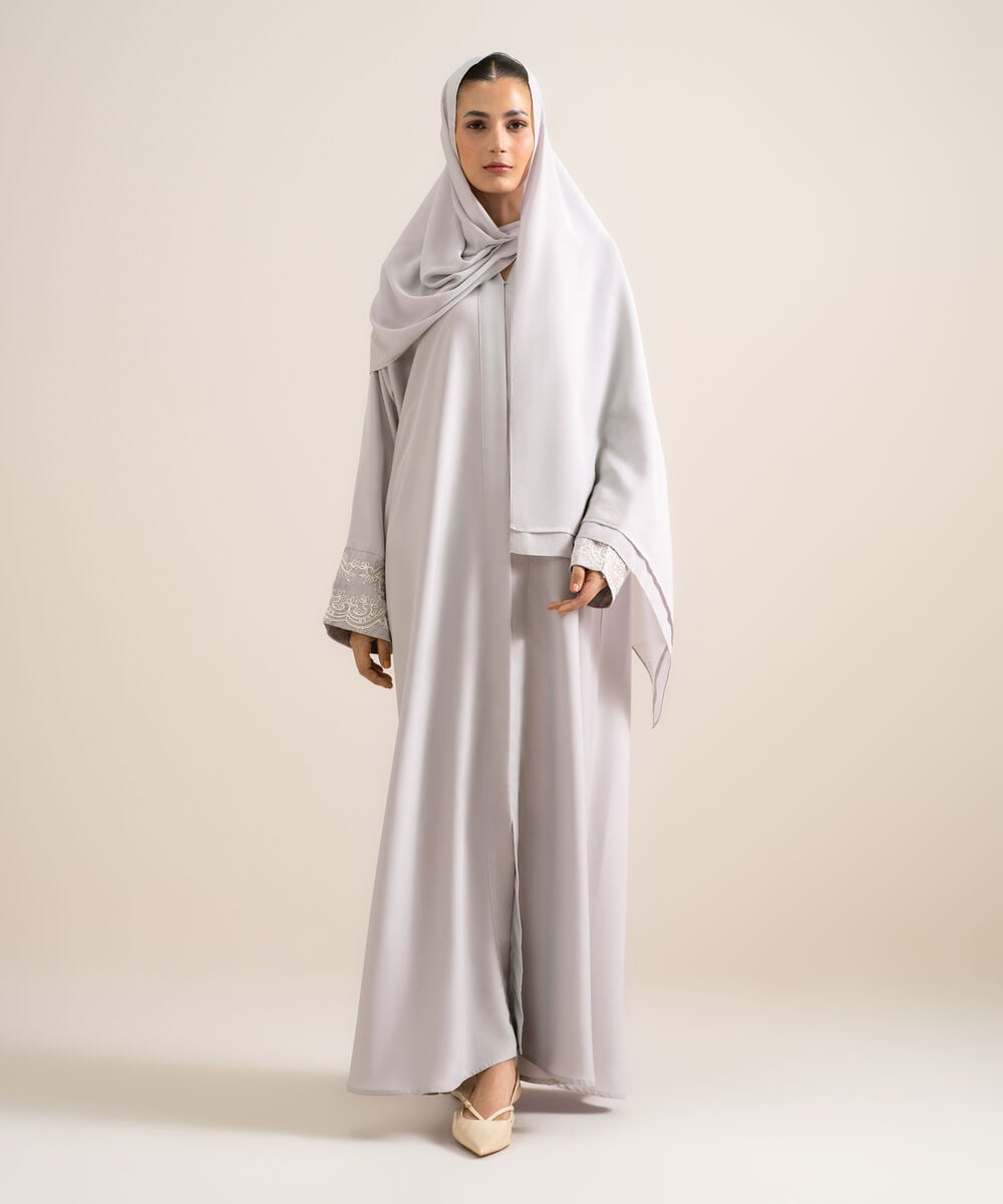 Embroidered Kimono Abaya Set — Sapphire view 3