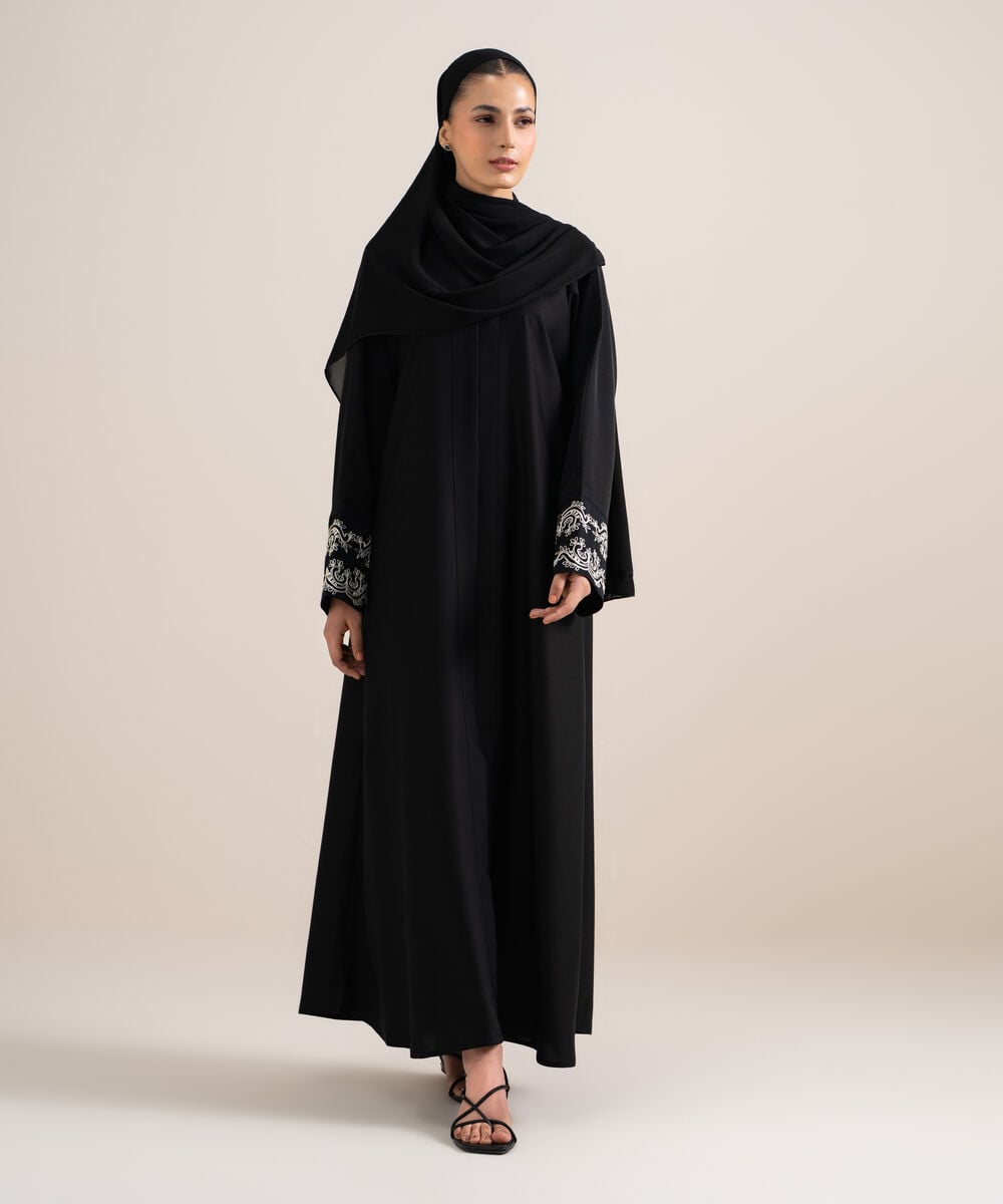 Embroidered Kimono Abaya Set — Sapphire