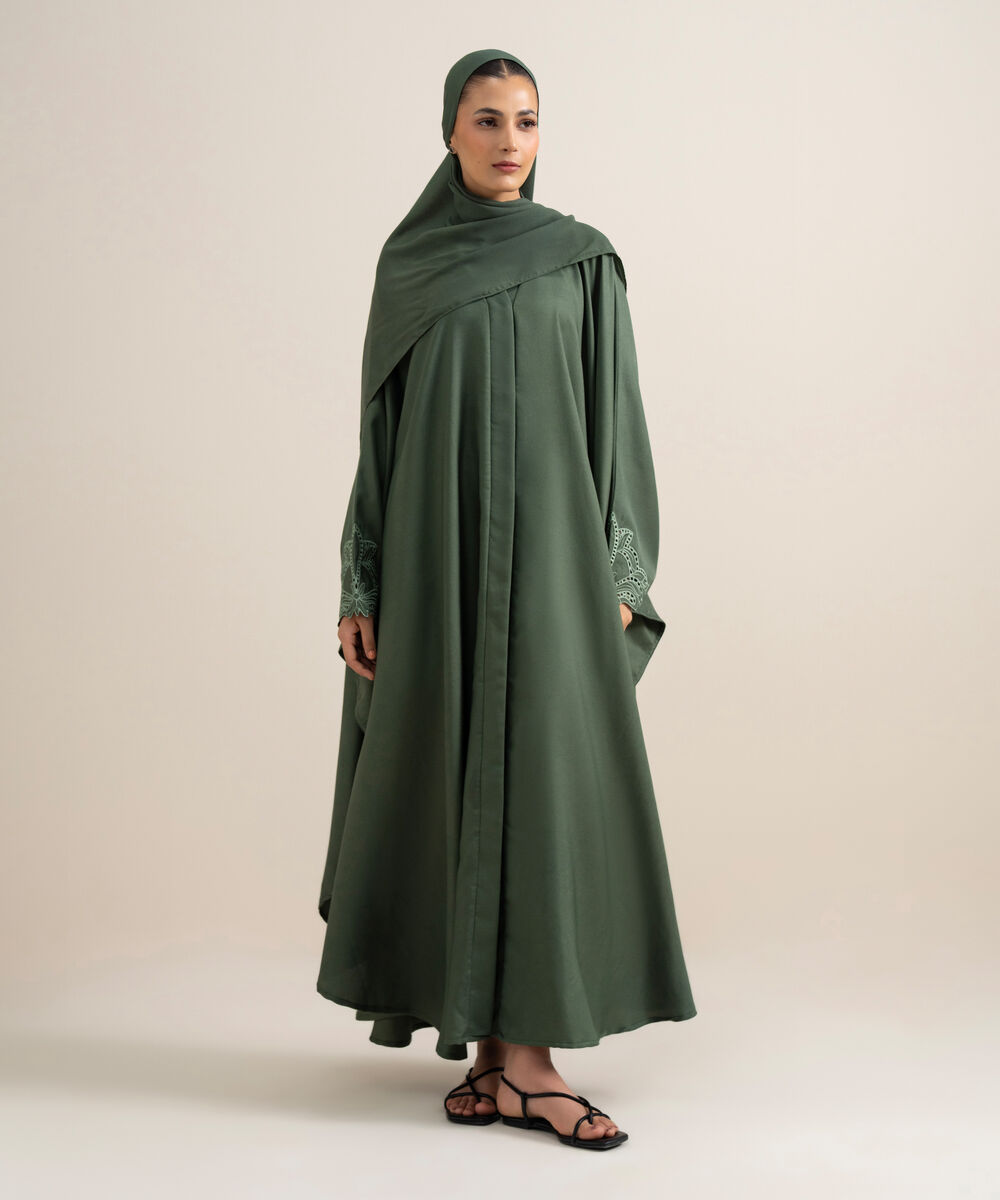 Embroidered Kaftan Abaya Set — Sapphire