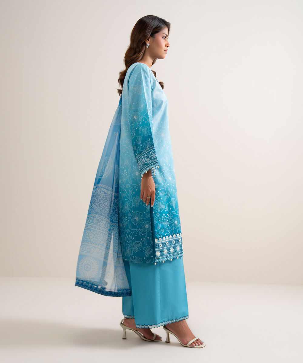 3 Piece - Embroidered Lawn Suit โ Sapphire view 3
