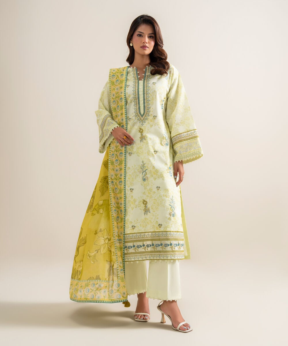 3 Piece - Embroidered Lawn Suit — Sapphire