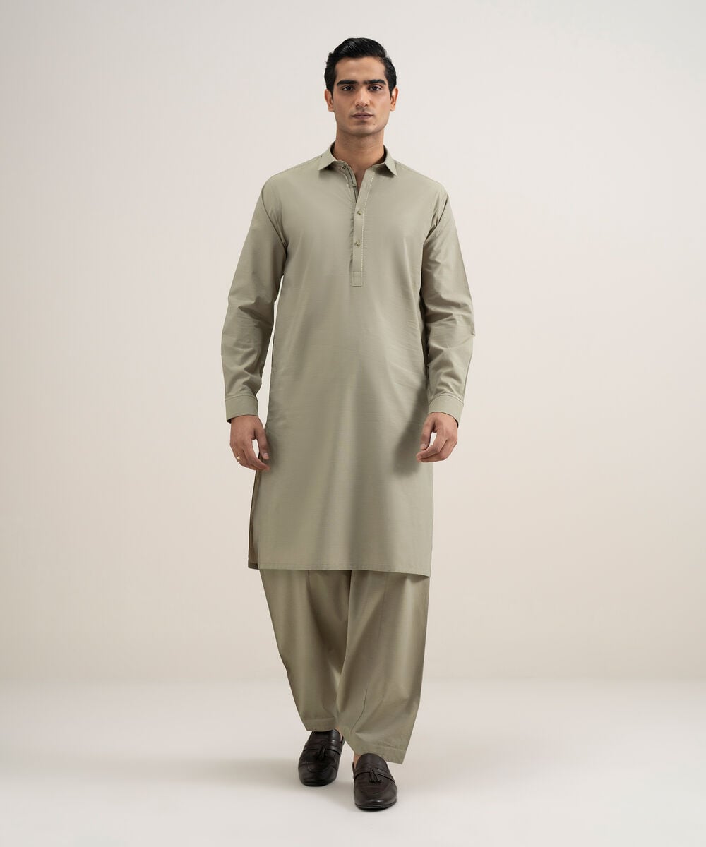 Embroidered Yarn Dyed Suit — Sapphire