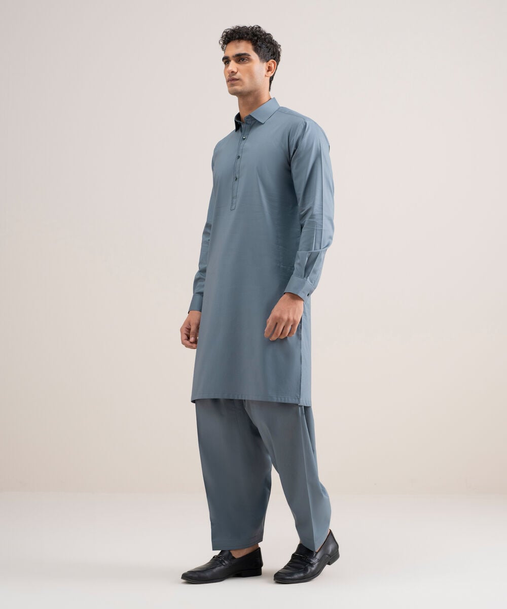 Premium Cotton Dobby Suit โ Sapphire view 3