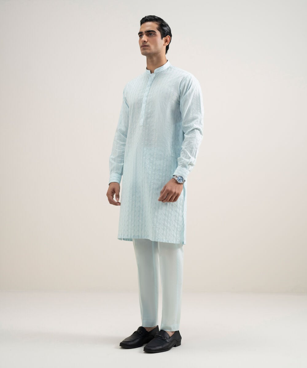 Embroidered Cotton Suit โ Sapphire view 3