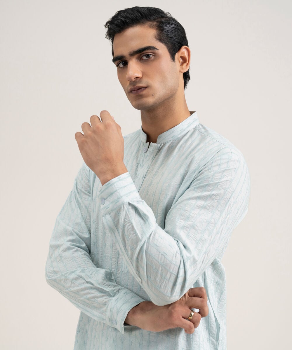 Embroidered Cotton Suit โ Sapphire view 3