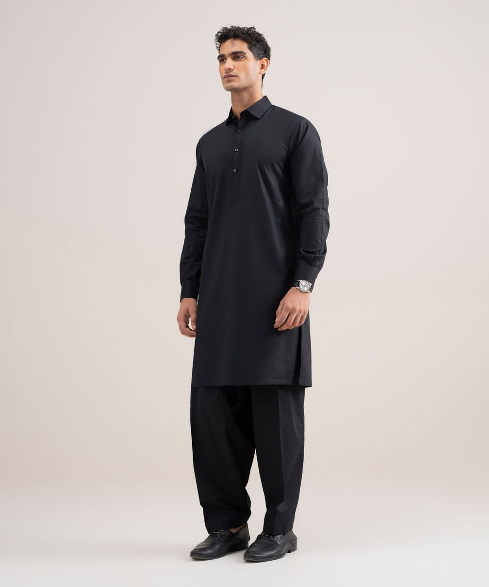 Embroidered Cotton Dobby Suit โ Sapphire view 3