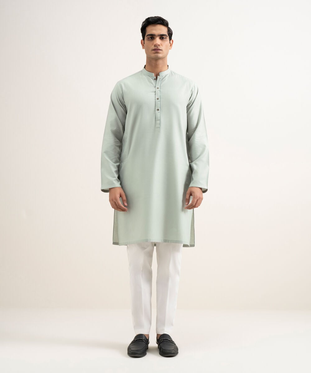 Cotton Jacquard Kurta — Sapphire