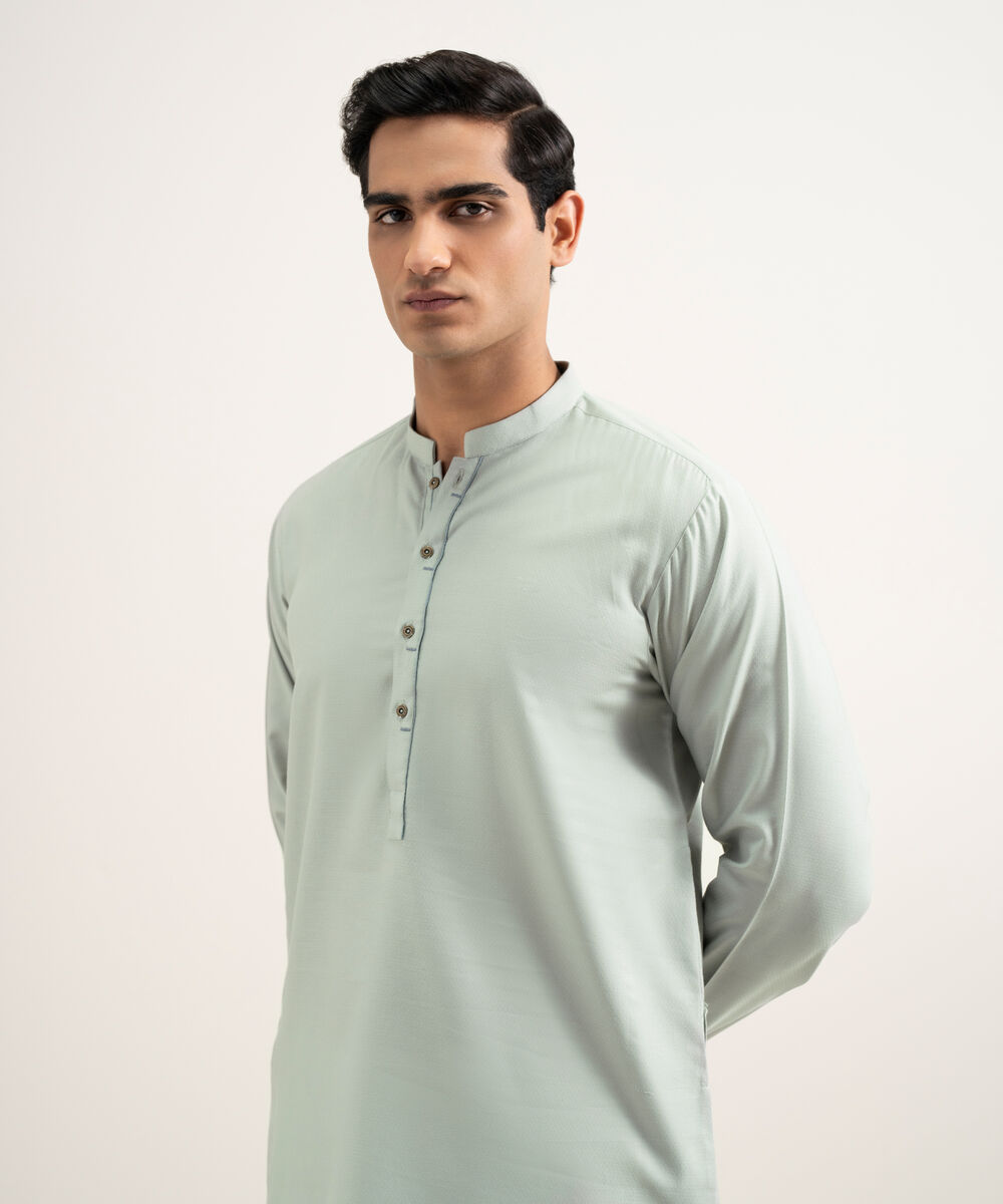 Cotton Jacquard Kurta โ Sapphire view 3