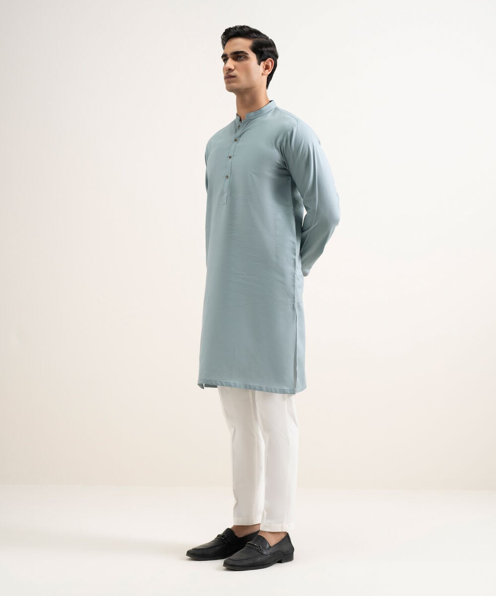 Cotton Jacquard Kurta โ Sapphire view 3