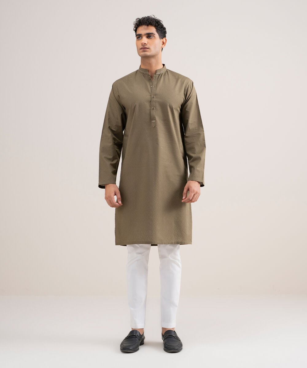 Premium Cotton Jacquard Kurta — Sapphire