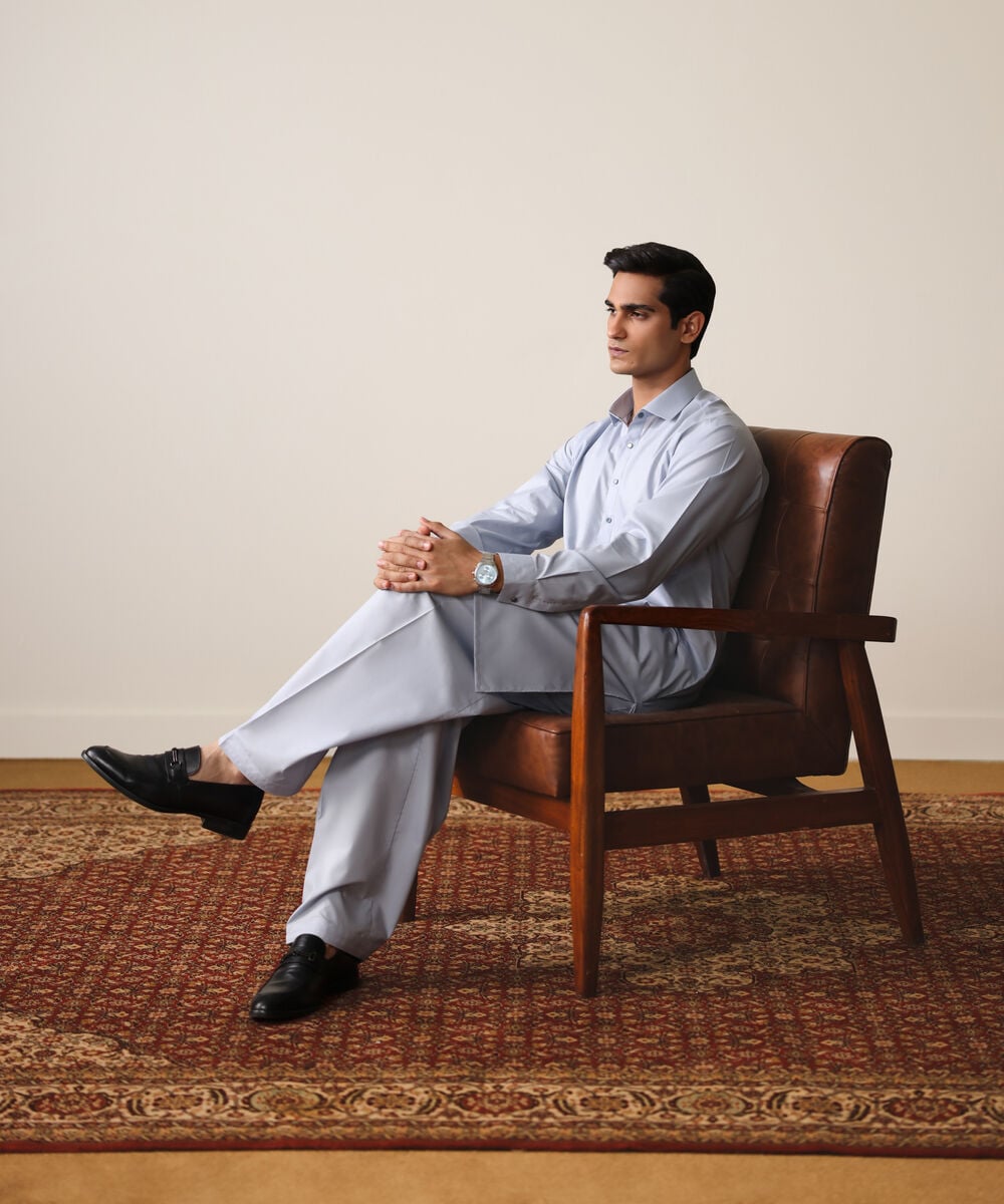 Premium Giza Cotton Suit — Sapphire