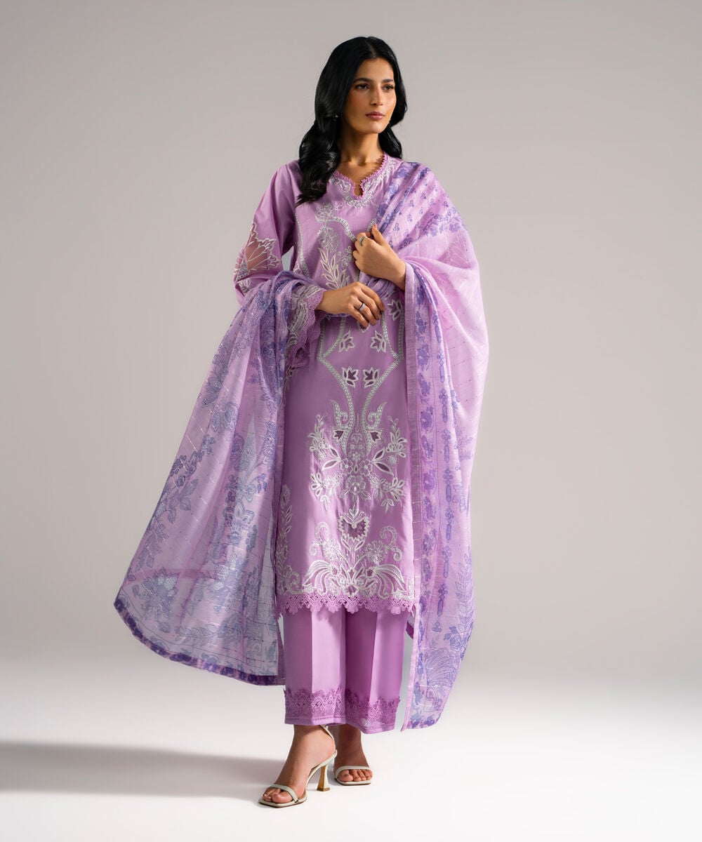 3 Piece - Embroidered Lawn Suit — Sapphire