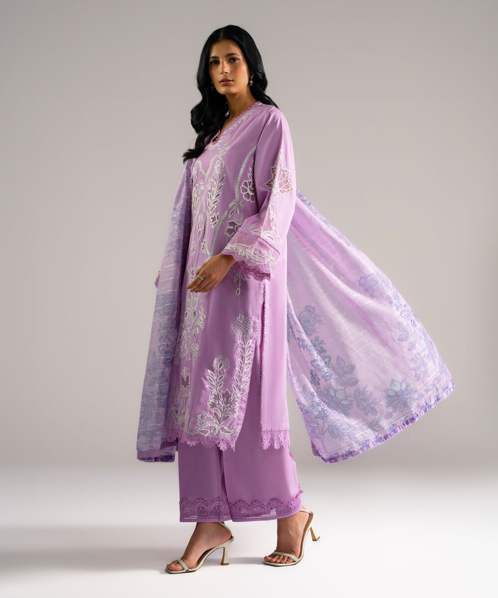 3 Piece - Embroidered Lawn Suit โ Sapphire view 3