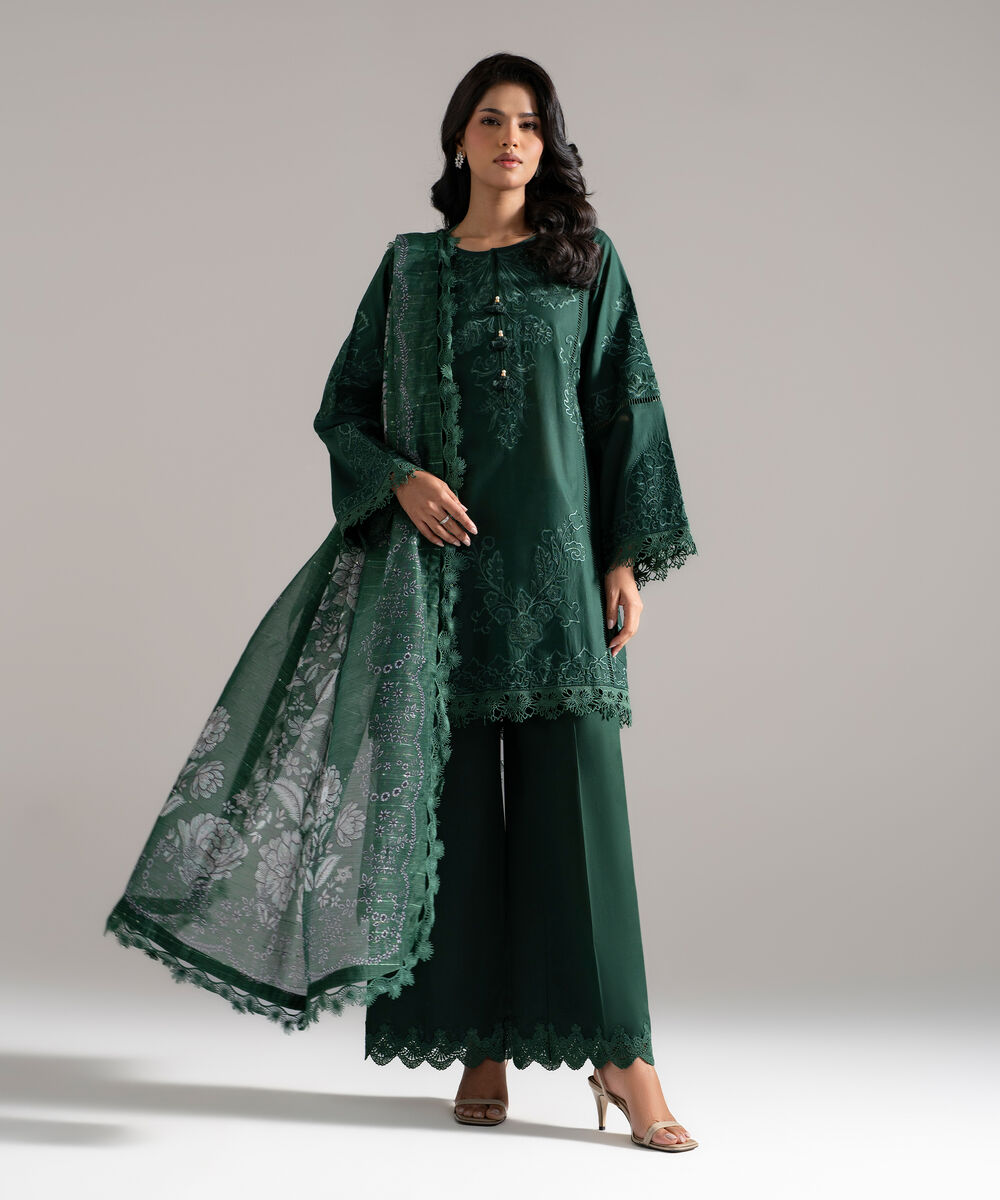 3 Piece - Embroidered Lawn Suit — Sapphire