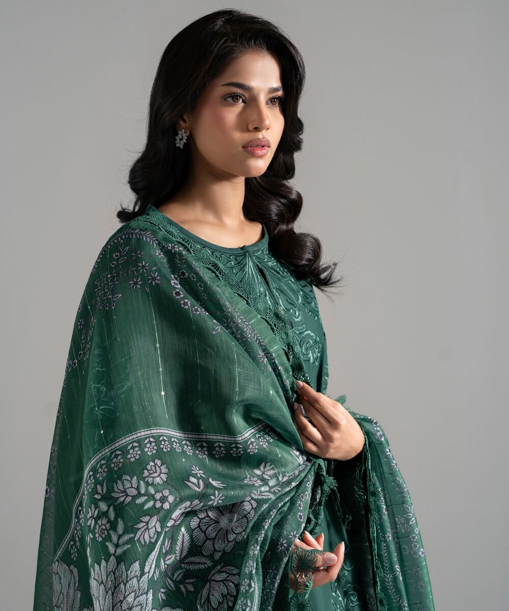3 Piece - Embroidered Lawn Suit โ Sapphire view 3