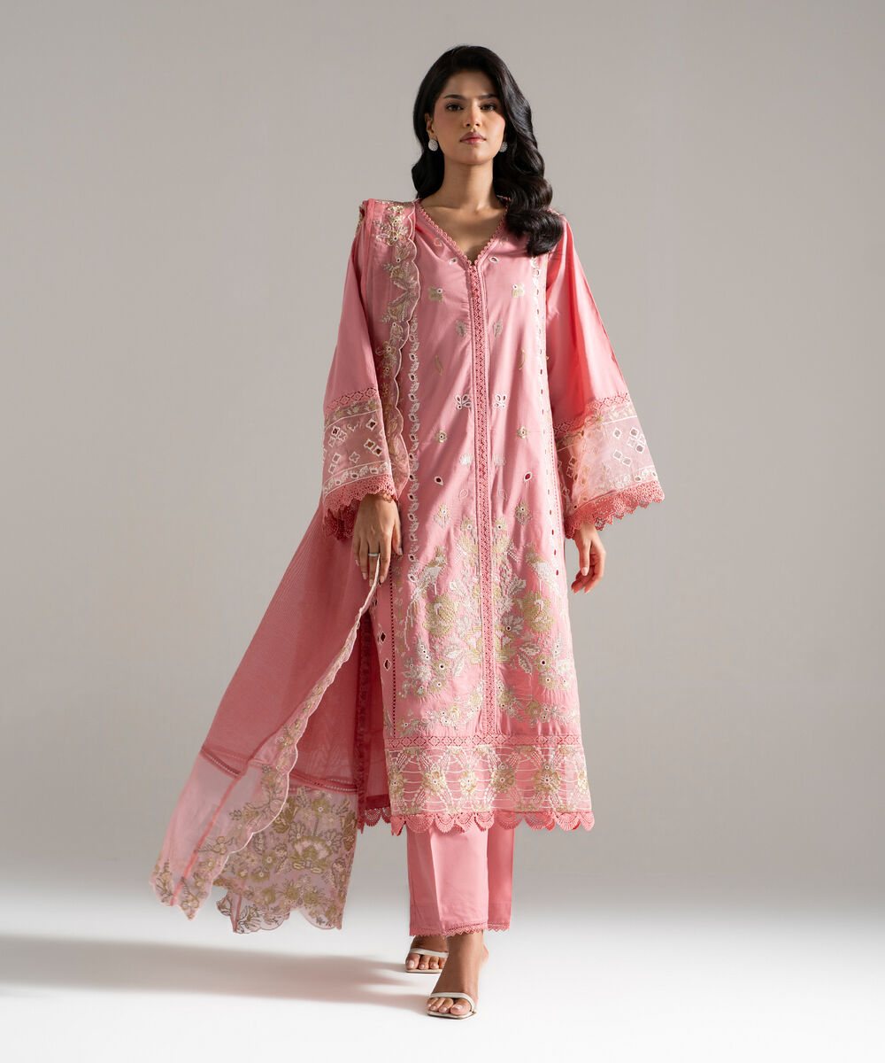 Embroidered Khaddi Net Dupatta โ Sapphire view 3