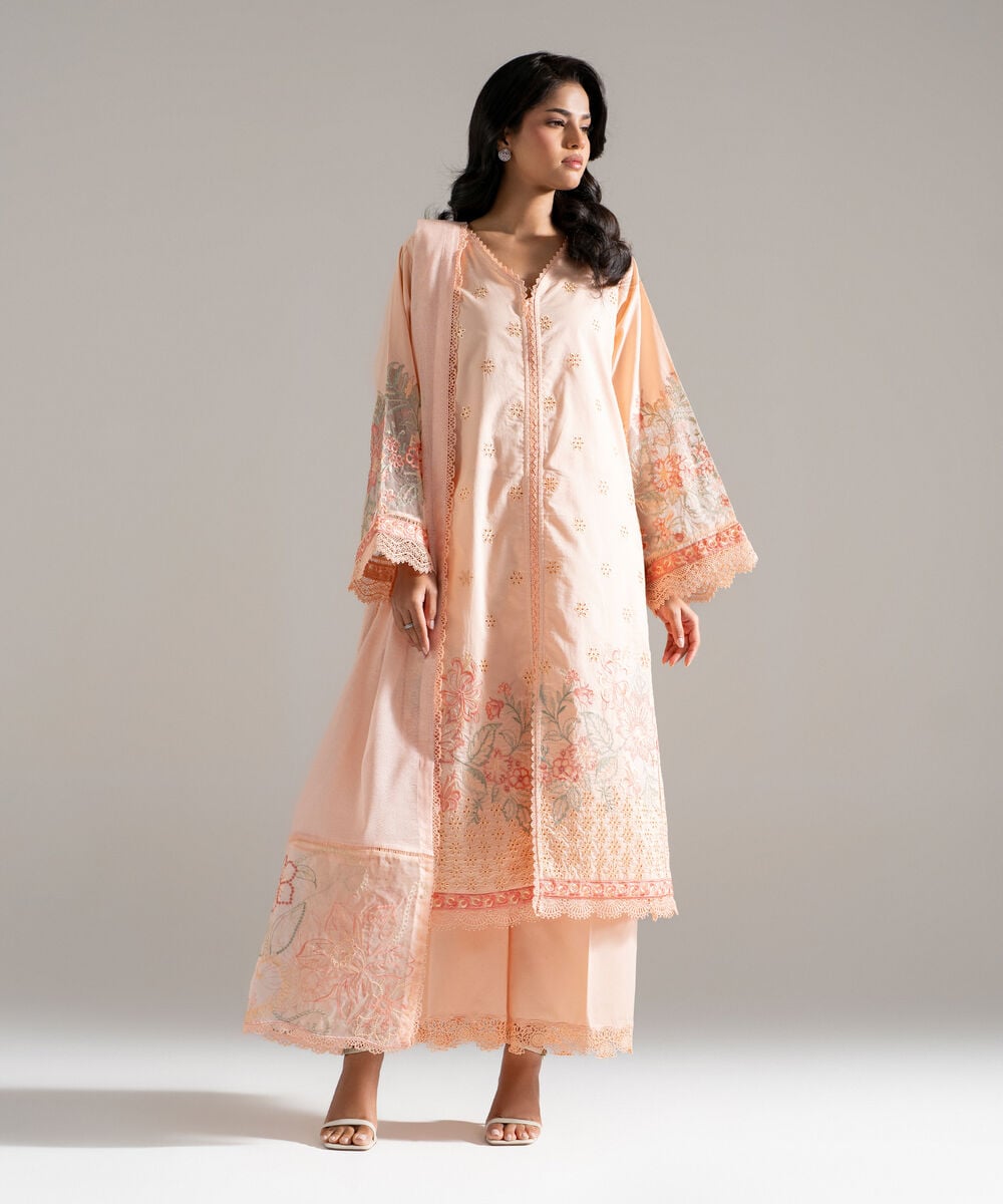 Embroidered Khaddi Net Dupatta โ Sapphire view 3