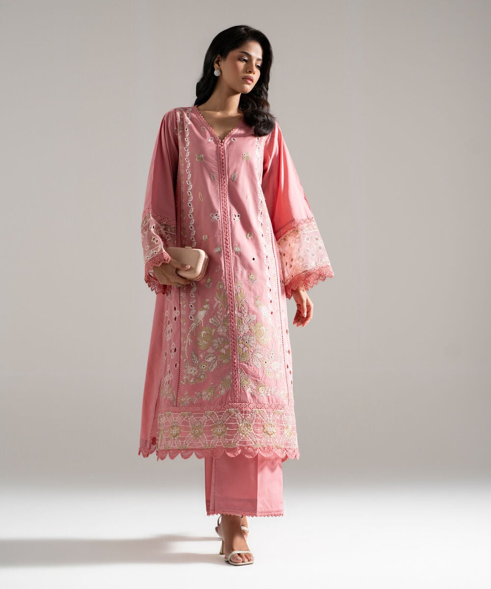 2 Piece - Embroidered Lawn Suit — Sapphire