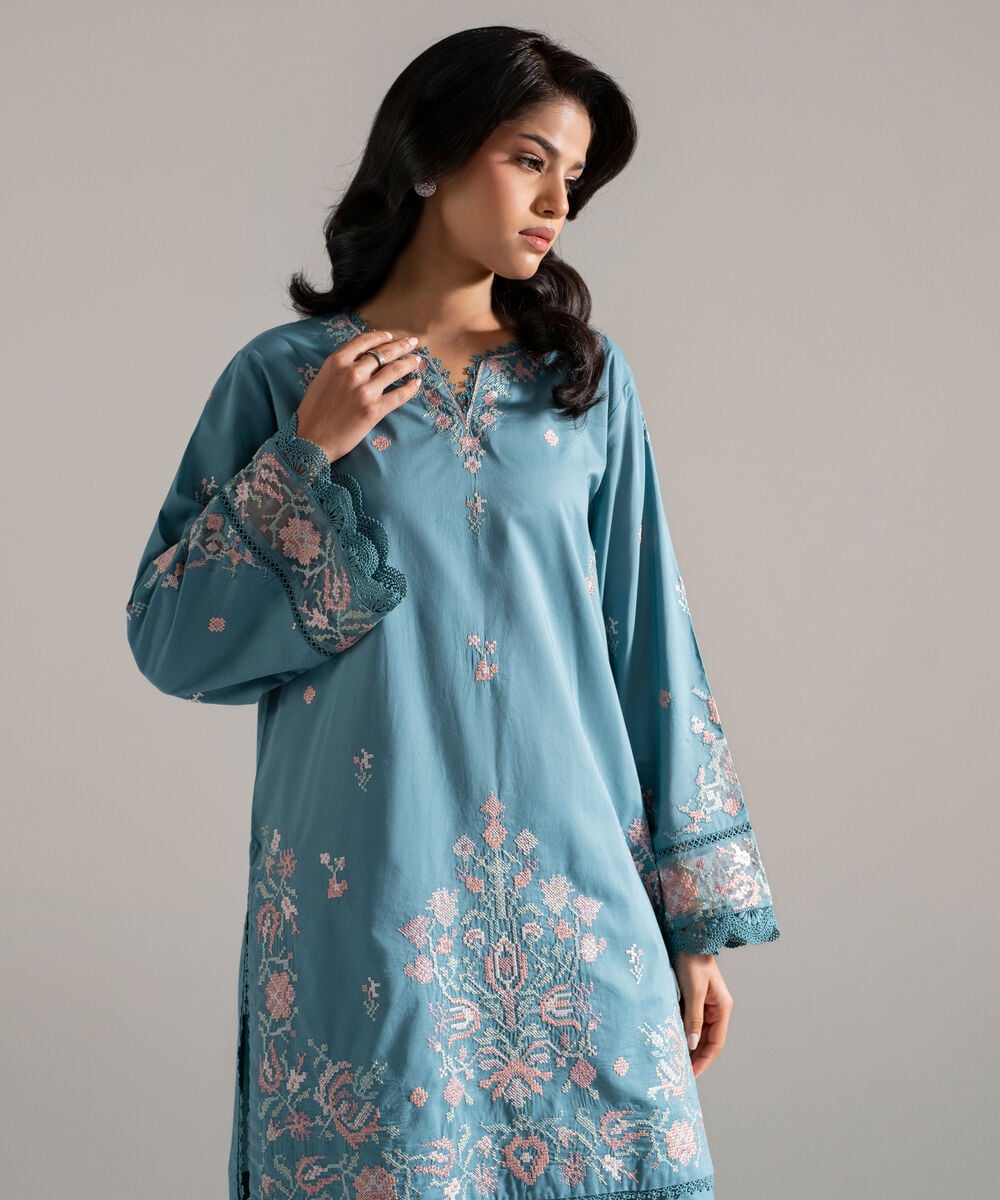 2 Piece - Embroidered Lawn Suit โ Sapphire view 3