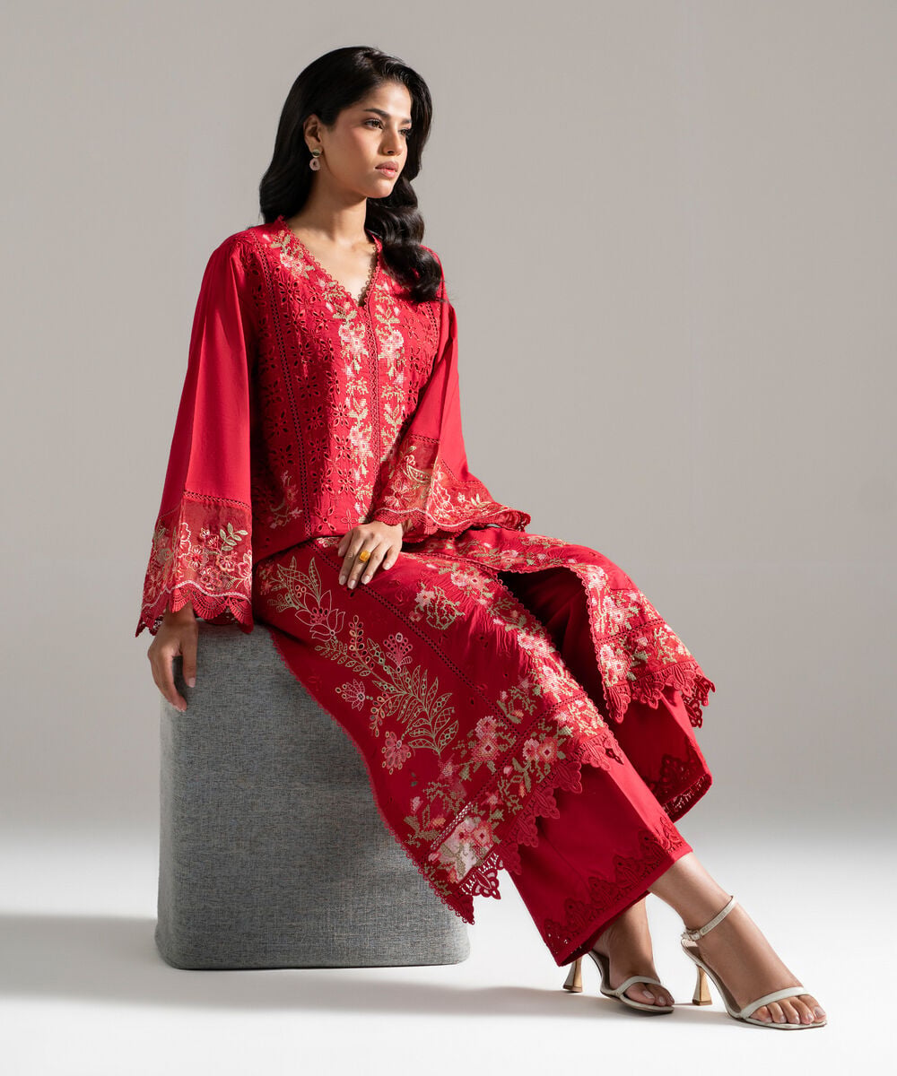 2 Piece - Embroidered Lawn Suit — Sapphire