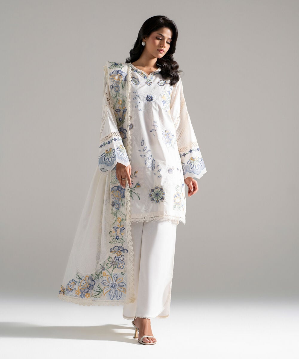 2 Piece - Embroidered Lawn Suit — Sapphire view 3