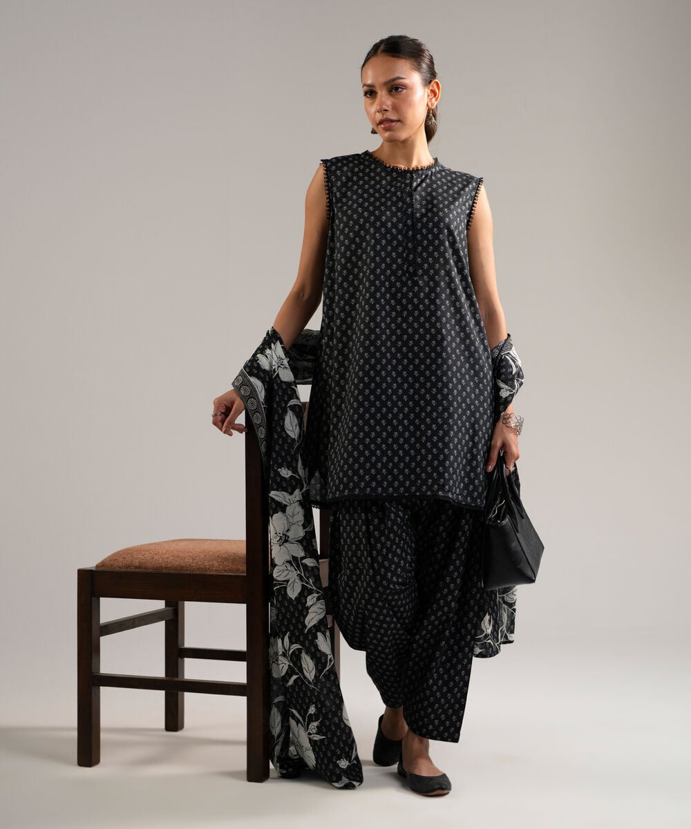 3 Piece - Printed Lawn Suit — Sapphire